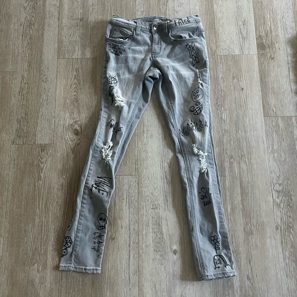 Rogue Gray Printed Skinny Jeans 28w